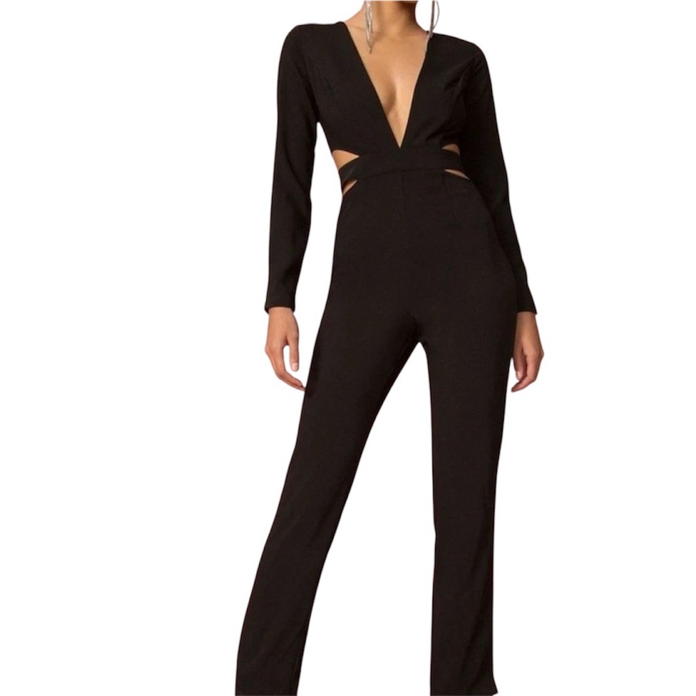 Revolve Superdown “Mikah” Long Sleeve Cutout Jumpsuit in Black Size Large NWT